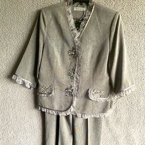 Vivida Womens 2 Piece Pantsuit Size 42 Gray Career Office Academia vtg